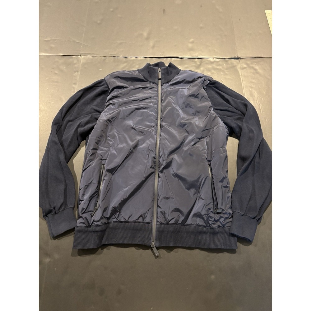 John Henric Navy Blue Hybrid Wool and Nylon Full-Zip Bomber Jacket -  Size M -